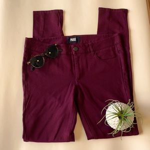Wine colored Paige skinny jeggings